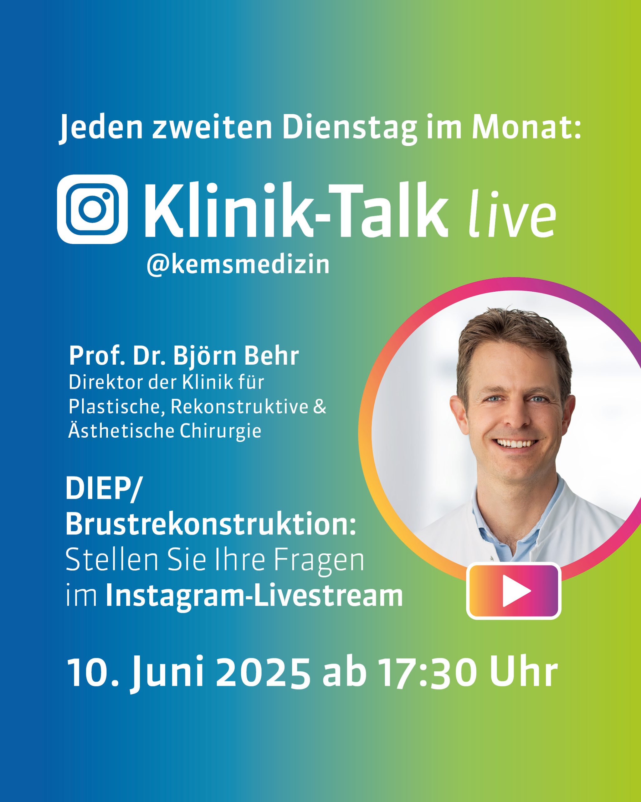 Live-Talk „DIEP-Flap/Brustrekonstruktion“ der Evang. Kliniken Essen-Mitte bei Instagram