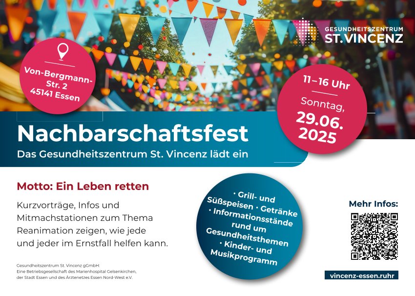 GroĂes Nachbarschaftsfest am Gesundheitszentrum St. Vincenz