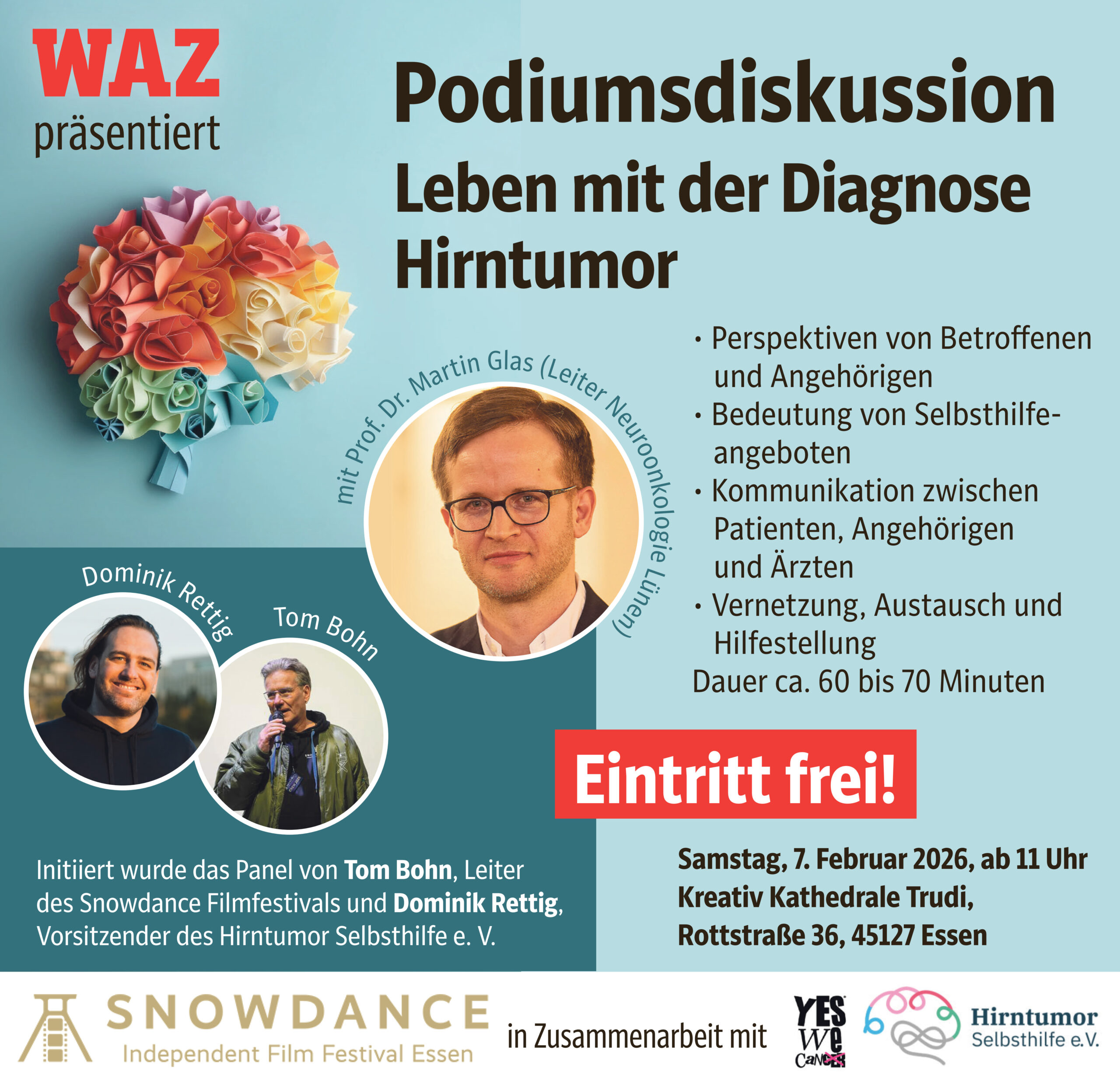 Podiumsdiskussion in Essen: Leben mit der Diagnose Hirntumor – Austausch, Selbsthilfe und medizinische Perspektiven