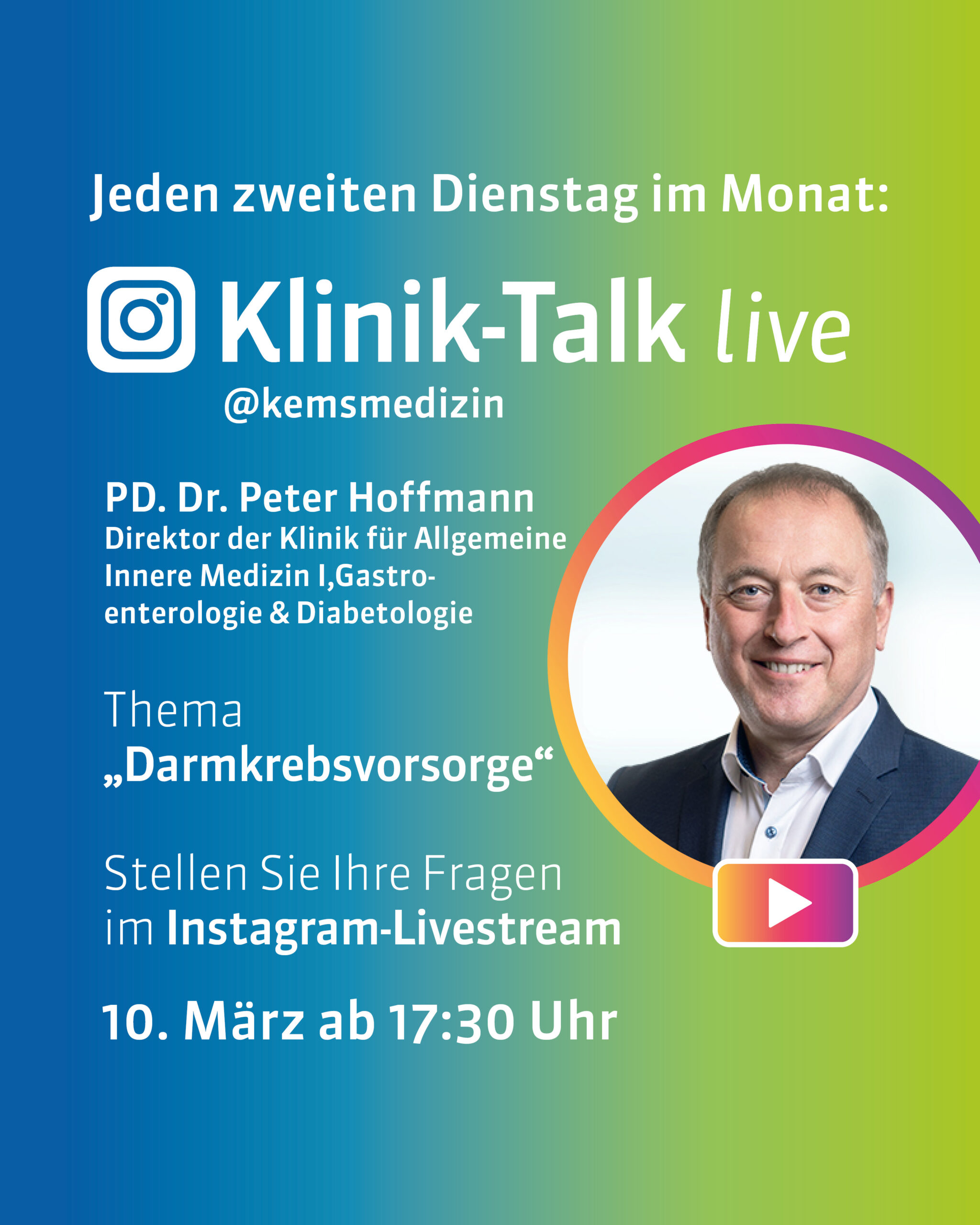 Darmkrebsmonat März: Livestream zur Darmkrebsvorsorge
