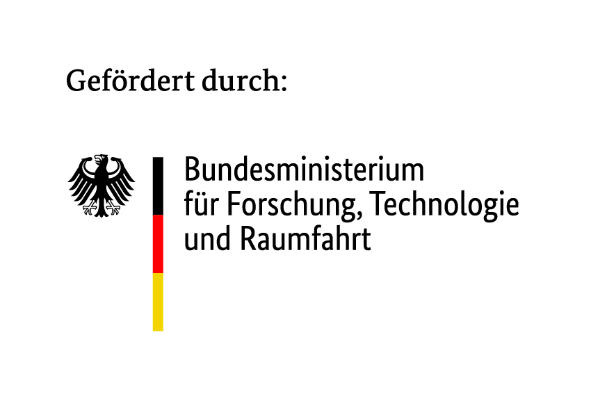 Logo des BMFTR mit dem Zusatz „Gefördert durch“