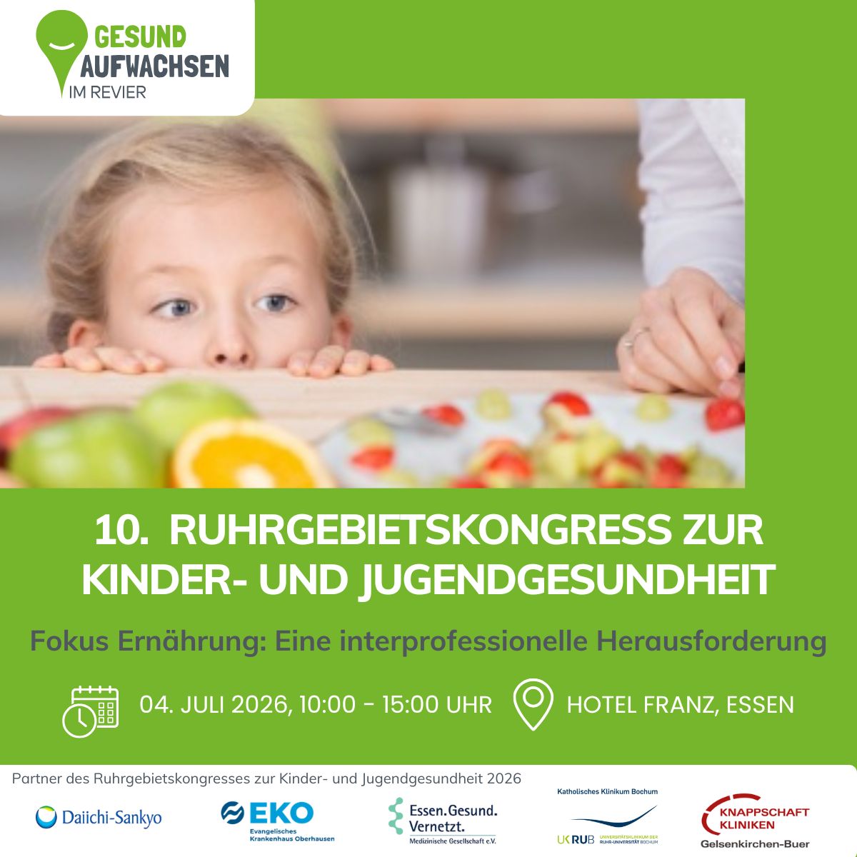 10. Ruhrgebietskongress zur Kinder- und Jugendgesundheit 2026 in Essen