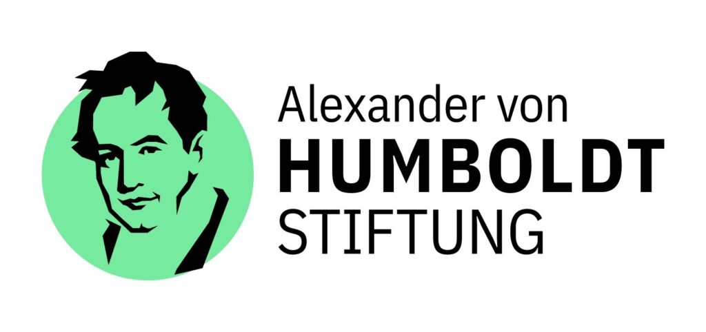 Logo der Alexander von Humboldt-Stiftung mit stilisiertem Porträt Alexander von Humboldts vor einem grünen Kreis.